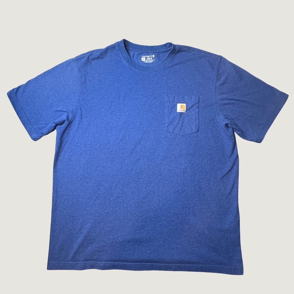 Carhartt T-Shirt Mens XL K87-M Blue Loose Fit Short Sleeve Pocket Tee